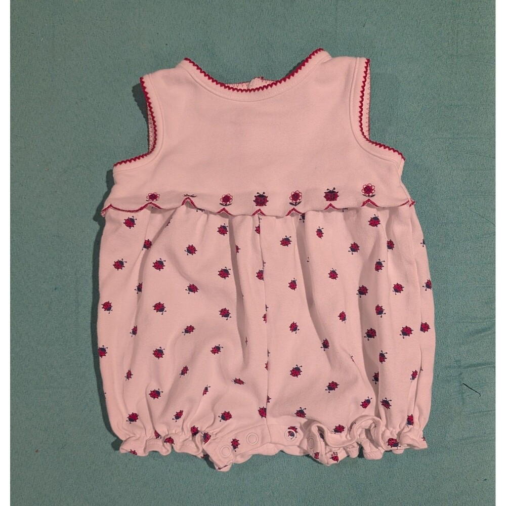 Vintage Baby Girls Ladybug Summer Romper Size 3-6 Months